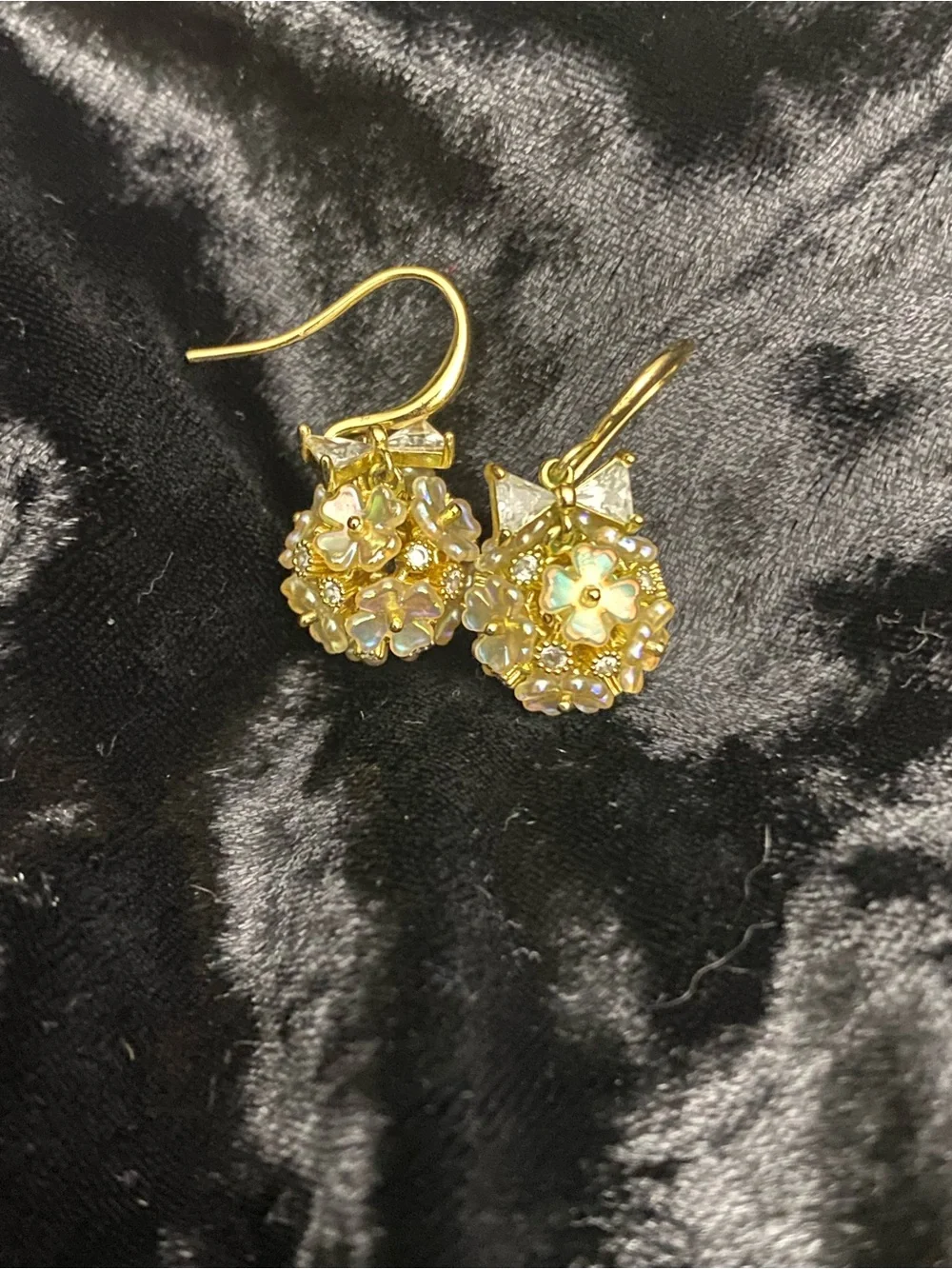 Gold plated Floral Cluster Drop Earrings Elegant Women’s Jewelry